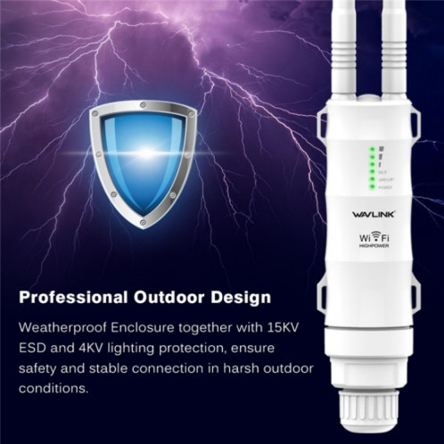 WAVLINK WN570HN2 avec routeur extérieur 300 Mbps alimenté par PoE WAN/AP/mode répéteur, prise : prise britannique SW7102153-09